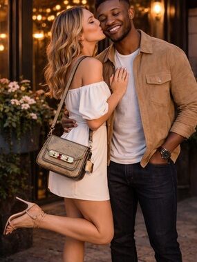 Coach Metallic Gold Textured Turnlock Crossbody Bag